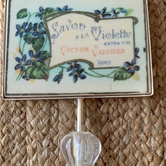 Vintage Floral Acrylic and Metal Wall Hooks. SET OF TWO. Measures 7 1/4”x 6” - Picture 5 of 13